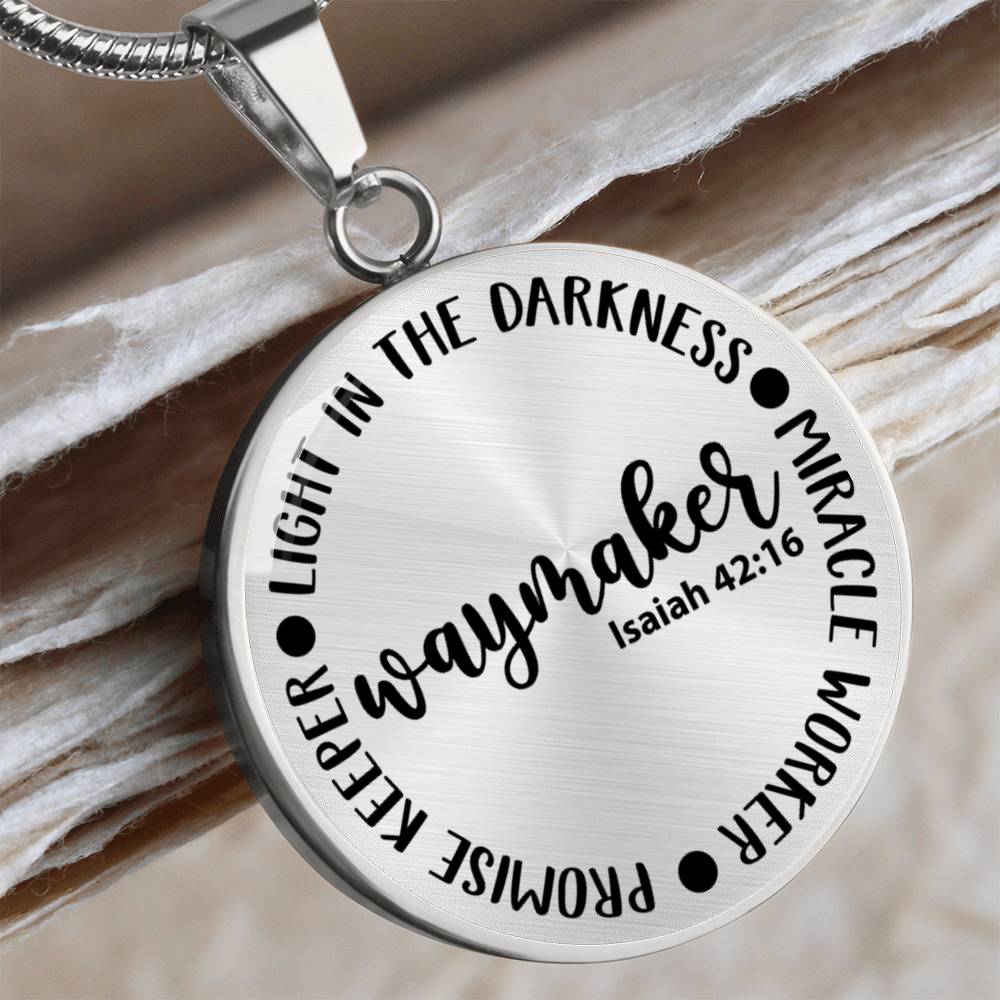 Waymaker Christian Necklace, Light in the Darkness, Miracle Worker, Promise Keeper, Isaiah 42:16, Bible Verse Necklace, Custom Engraved
