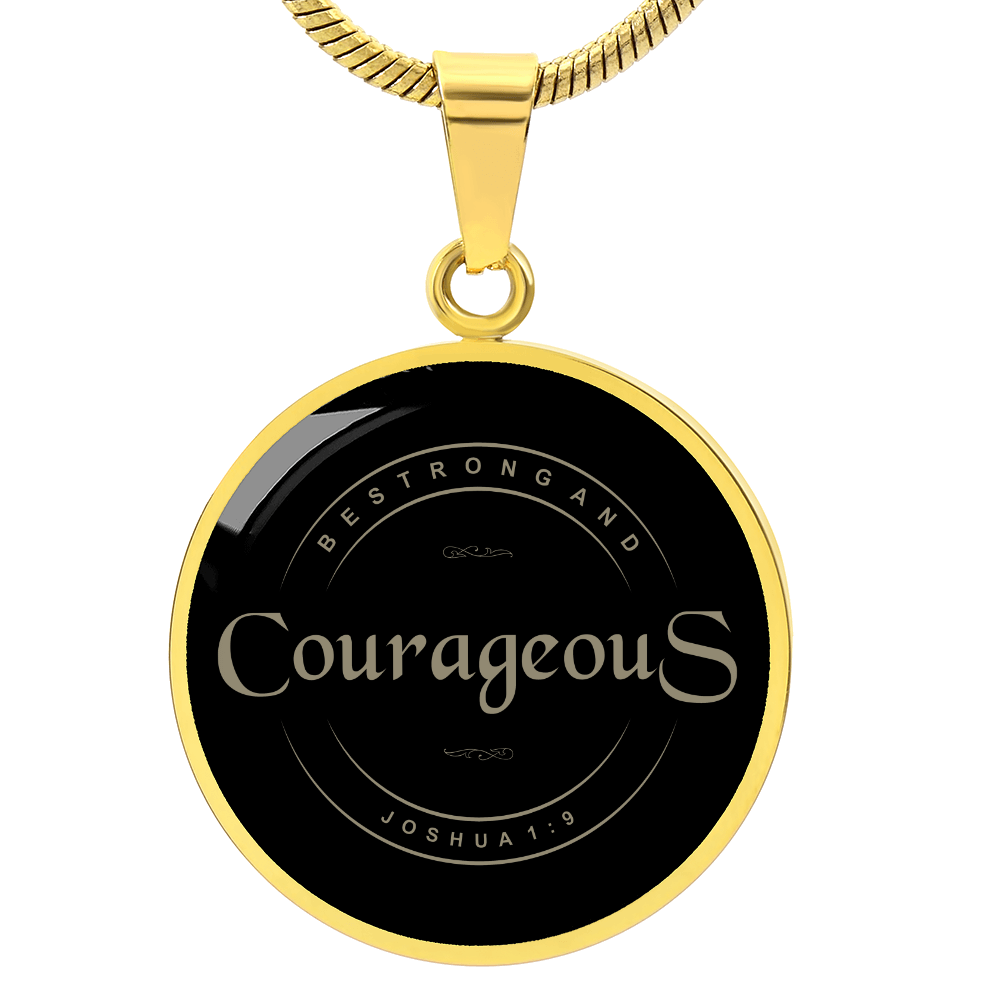 Be Strong and Courageous Bible Verse Necklace in Black