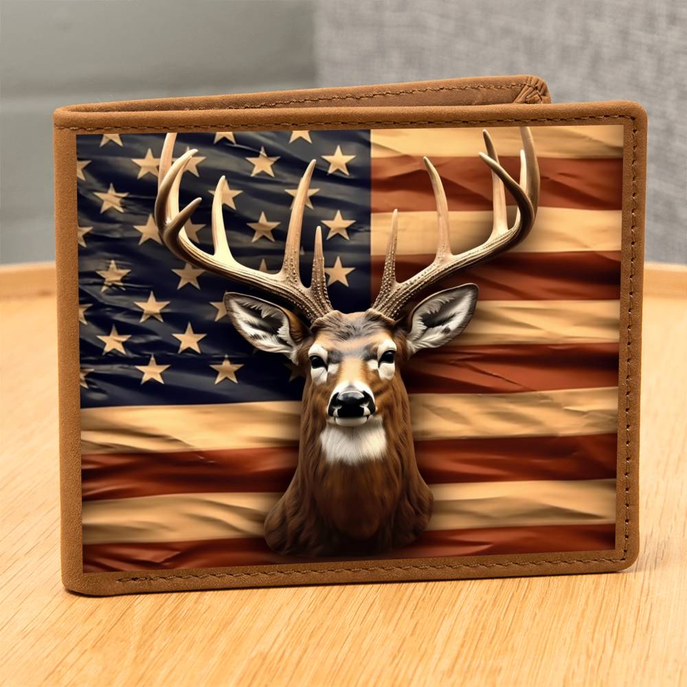 American Flag Wallet With Deer
