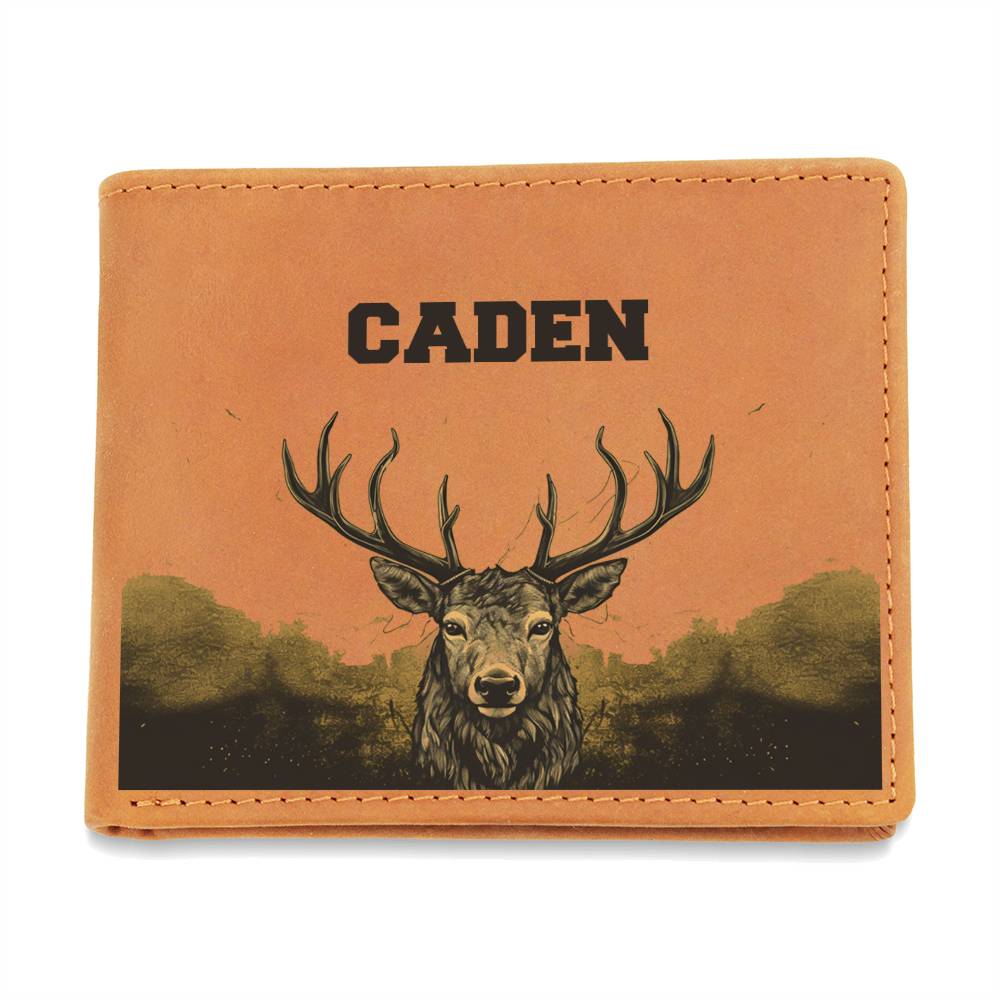 Gift for Him - Personalized Men's Wallet with Deer and Woods for Deer Hunters