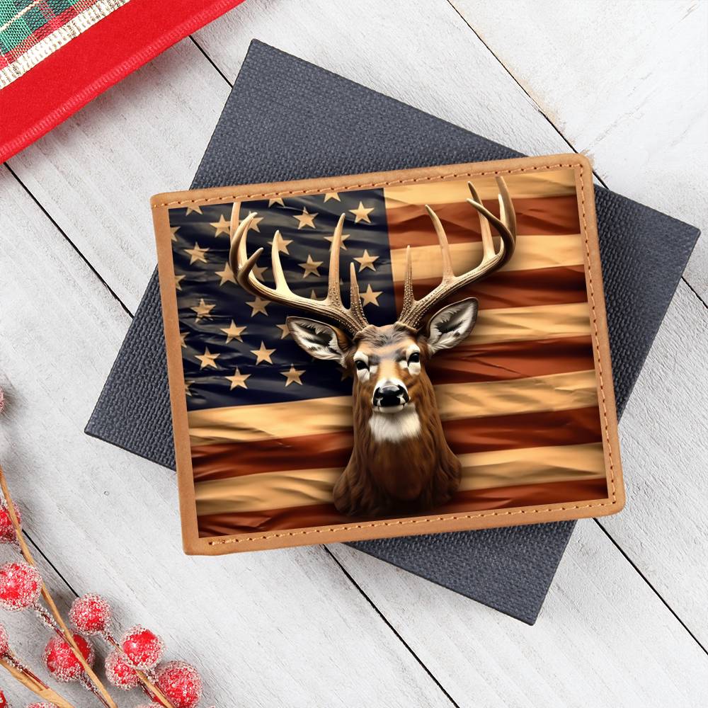 American Flag Wallet With Deer