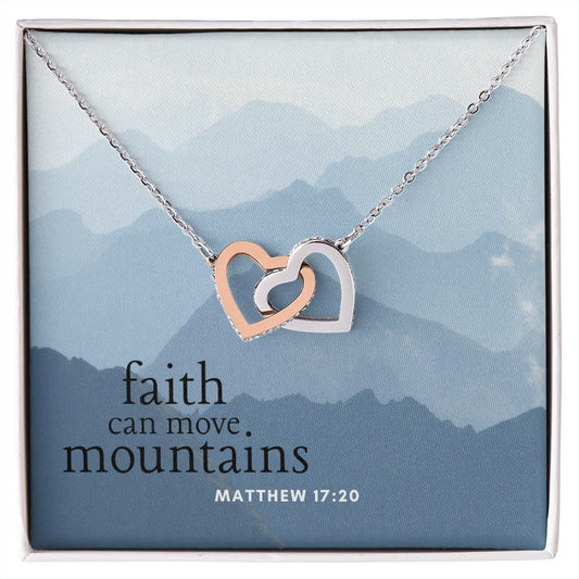 Faith Can Move Mountains Interlocking Hearts Necklace