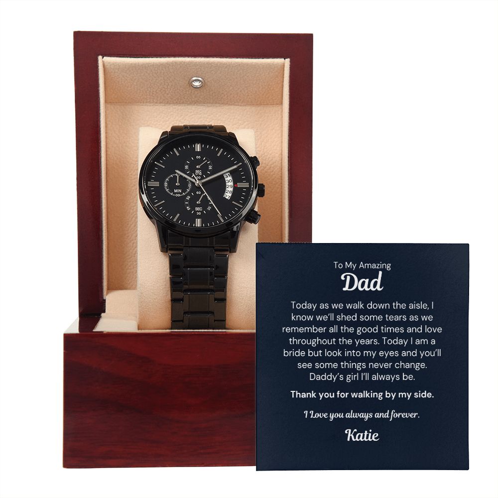 Gift for Father of the Bride: Black Watch with Personalized and Meaningful Card