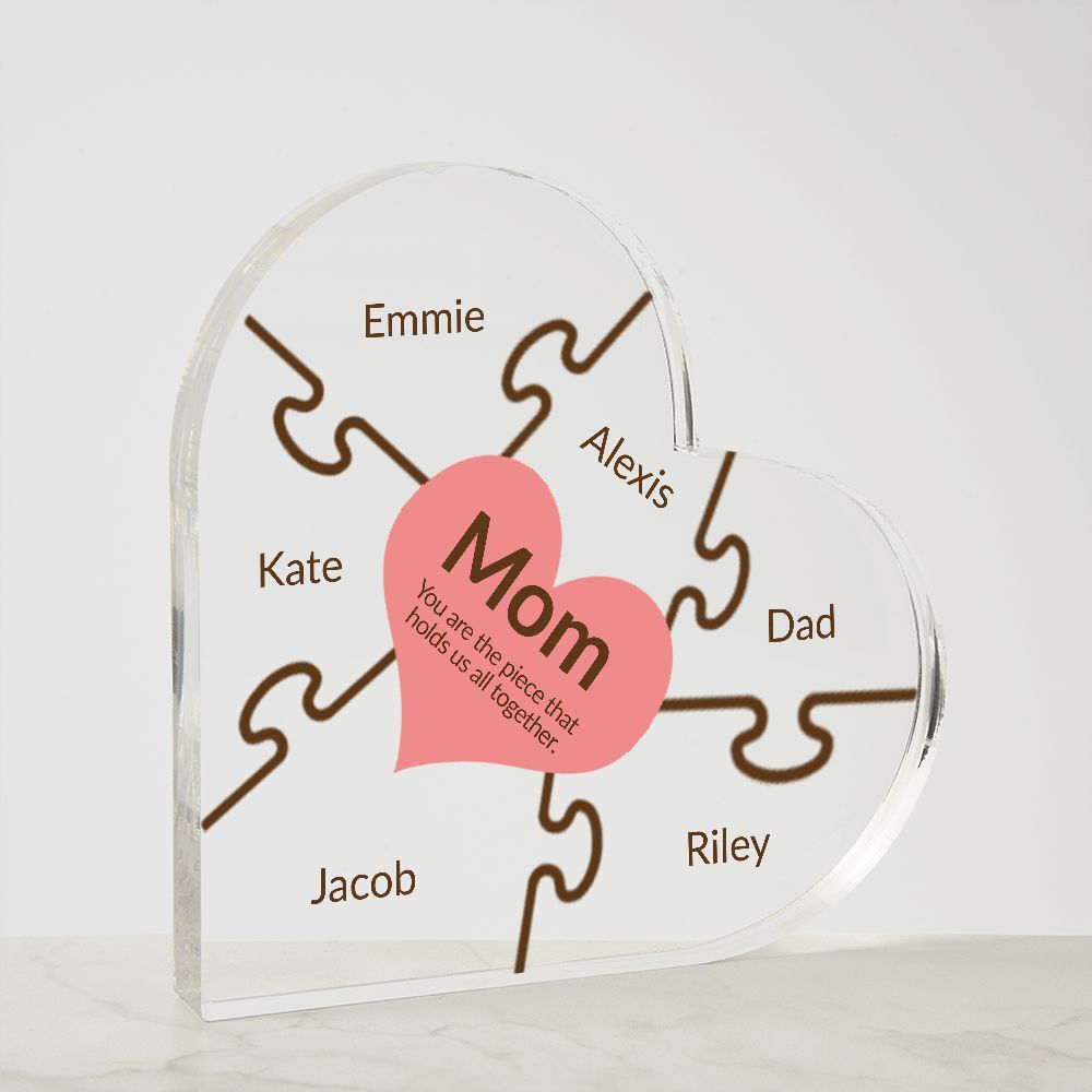 Mom Gift: Heart Puzzle Piece Plaque