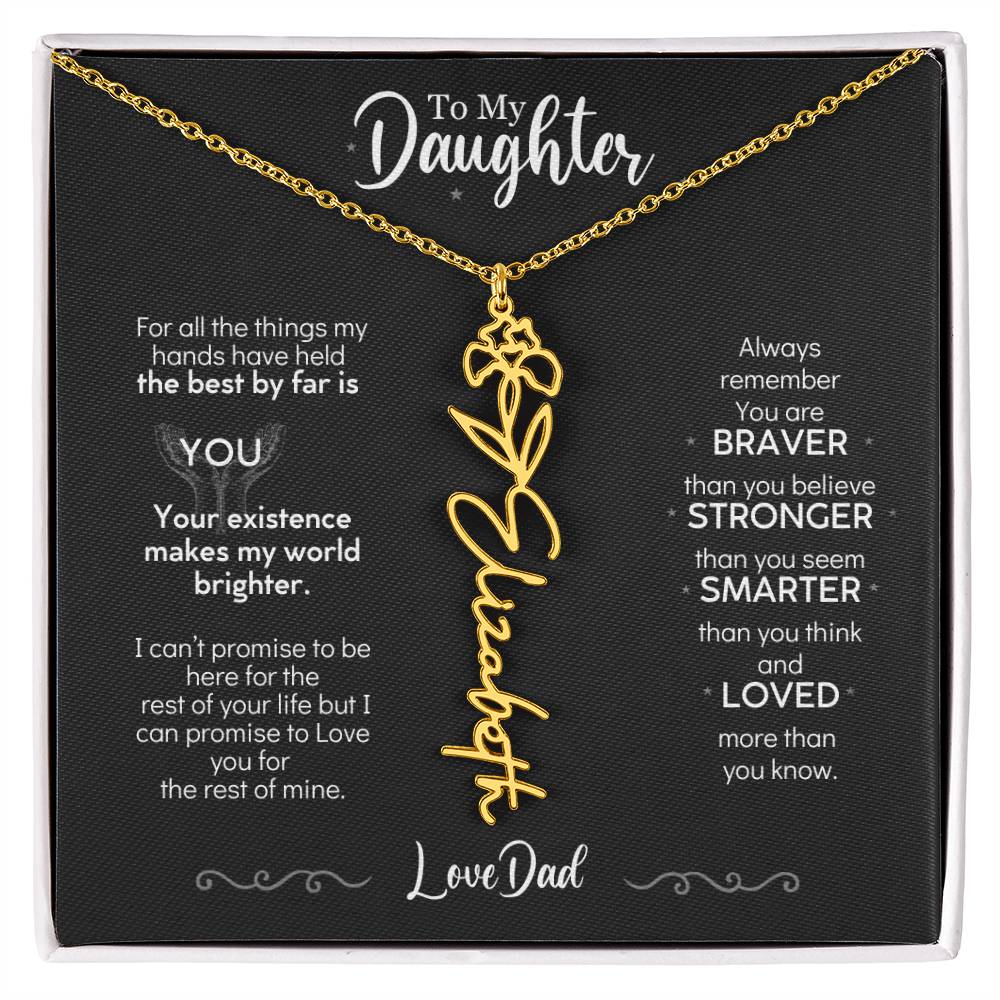 Birth Month Flower Name Necklace,