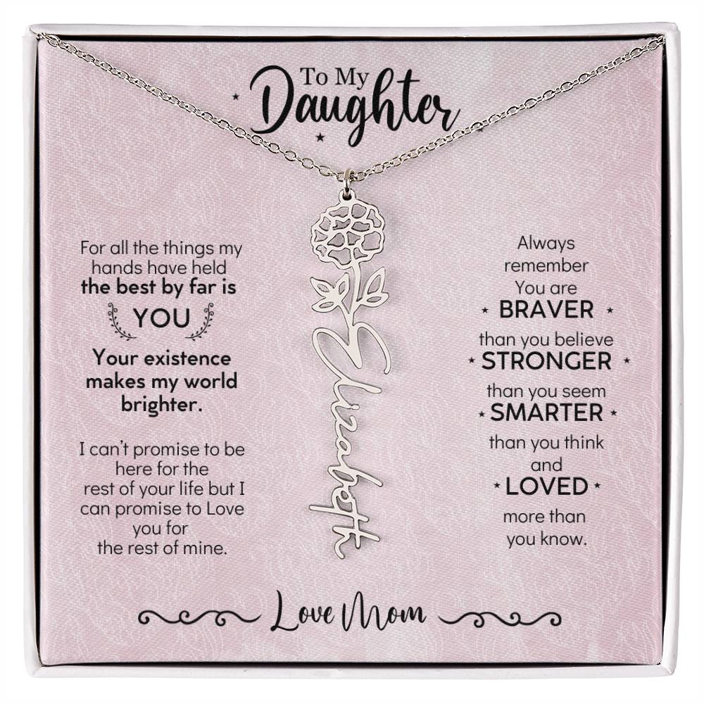 Personalized Birth Month Flower Name Necklace
