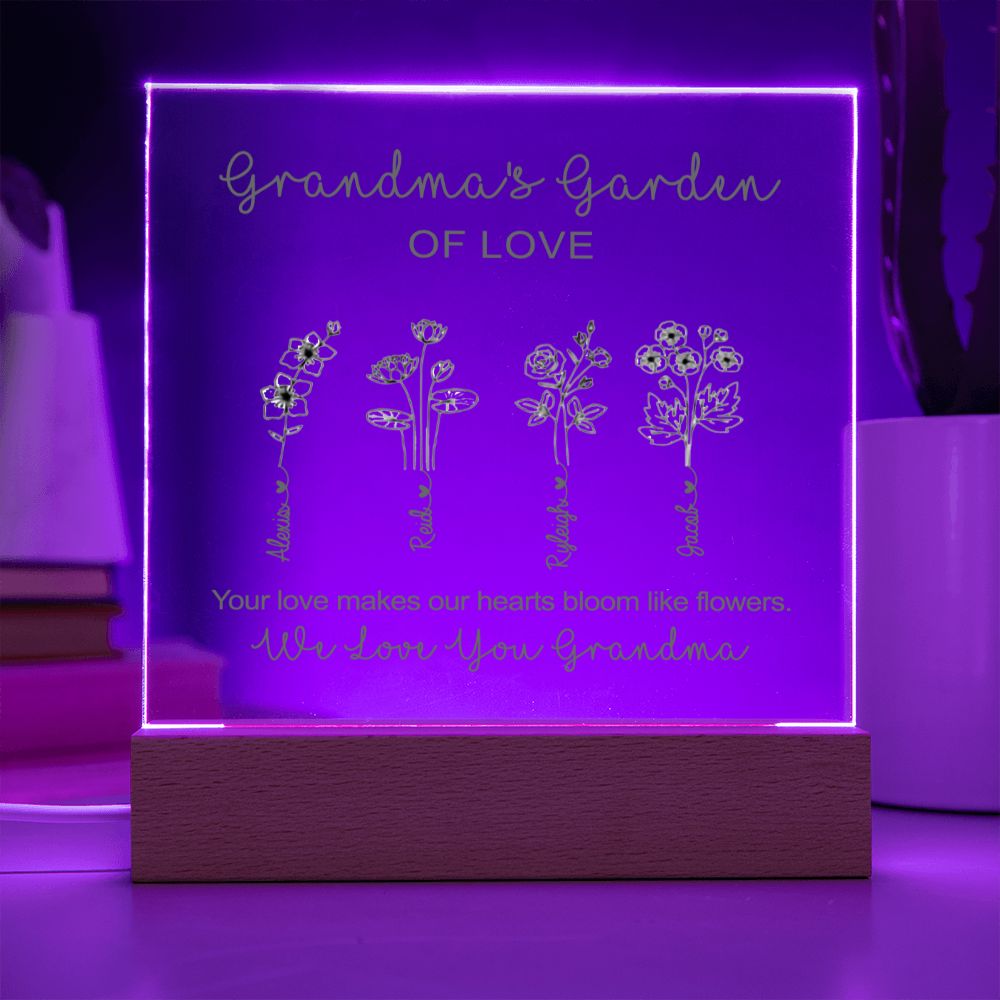 Magical Birth Flowers LED Light Plaque - Personalized Acrylic Art for Home Decor - Unique Family Birth Month Gift