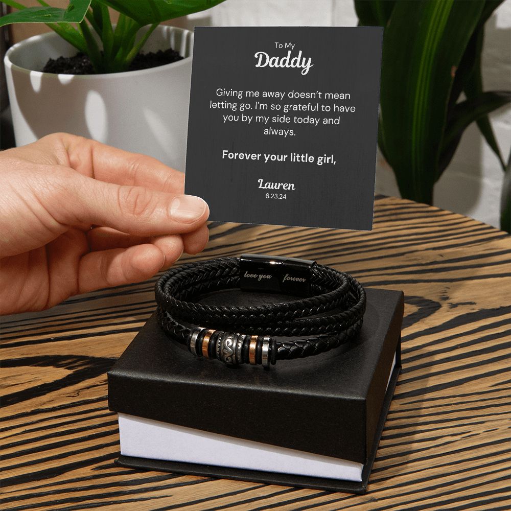 Father of the Bride Bracelet and Personalized Card