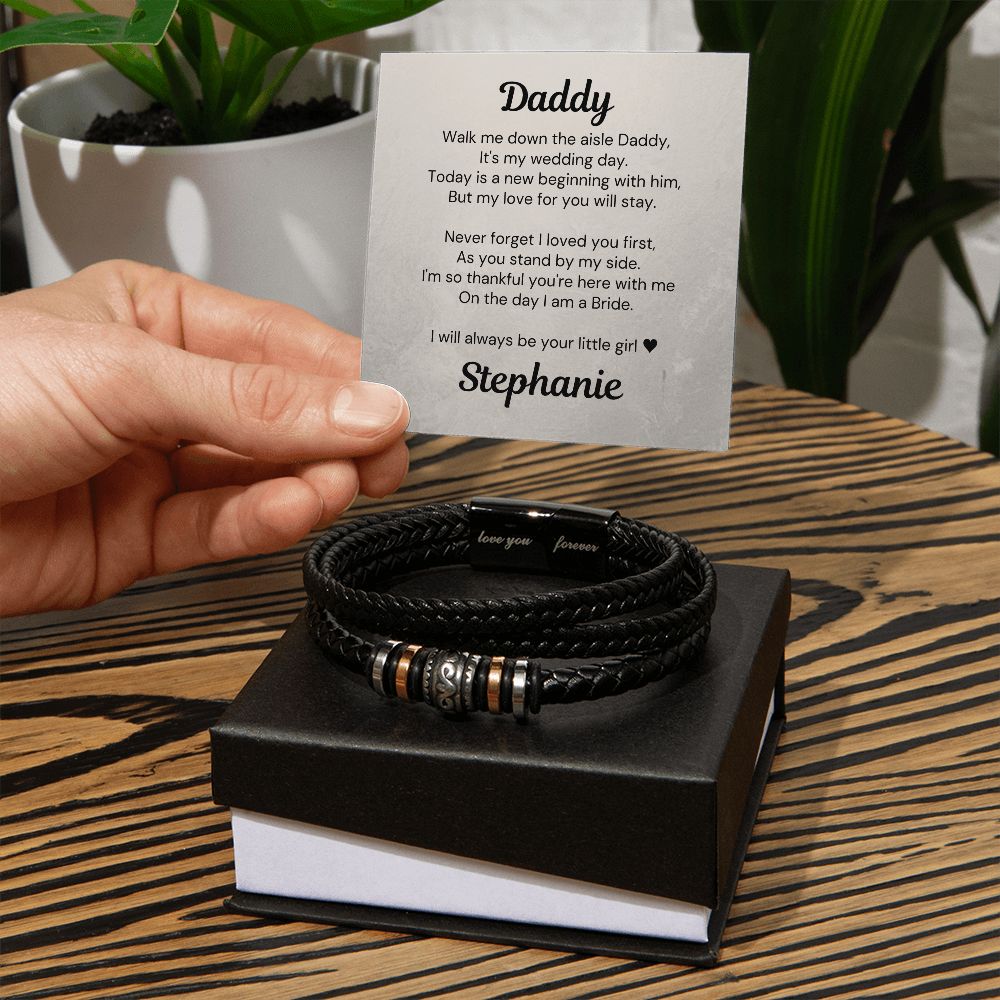 Father of the Bride Personalized Bracelet on My Wedding Day With Personalized Card
