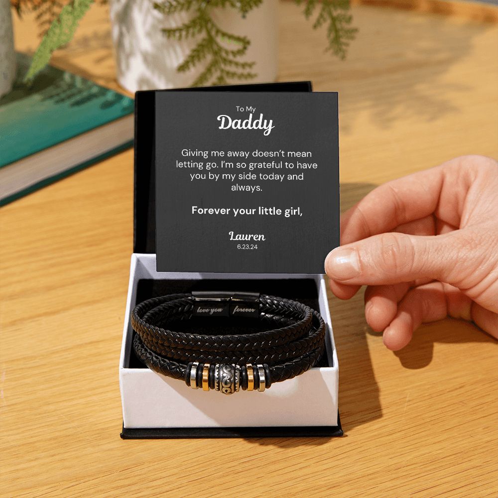 Father of the Bride Bracelet and Personalized Card