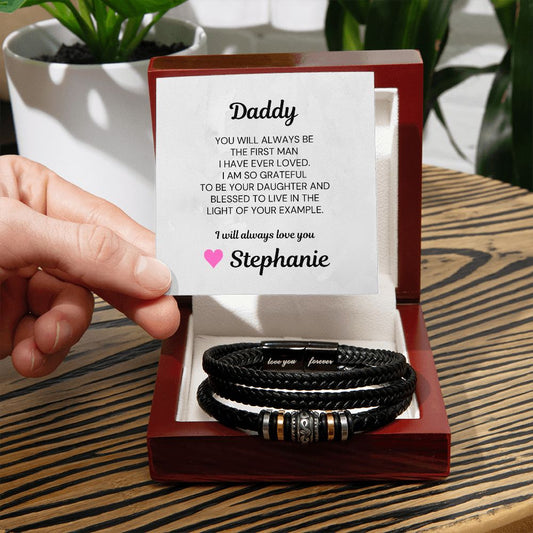 Father of the Bride Bracelet, Blessed Daughter With Personalized Card