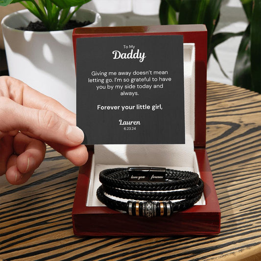 Father of the Bride Bracelet with Personalized Card