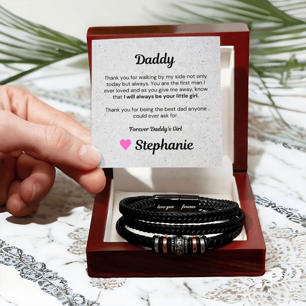 Father of the Bride Gift: Bracelet Forever Daddy's Girl With Personalized Card