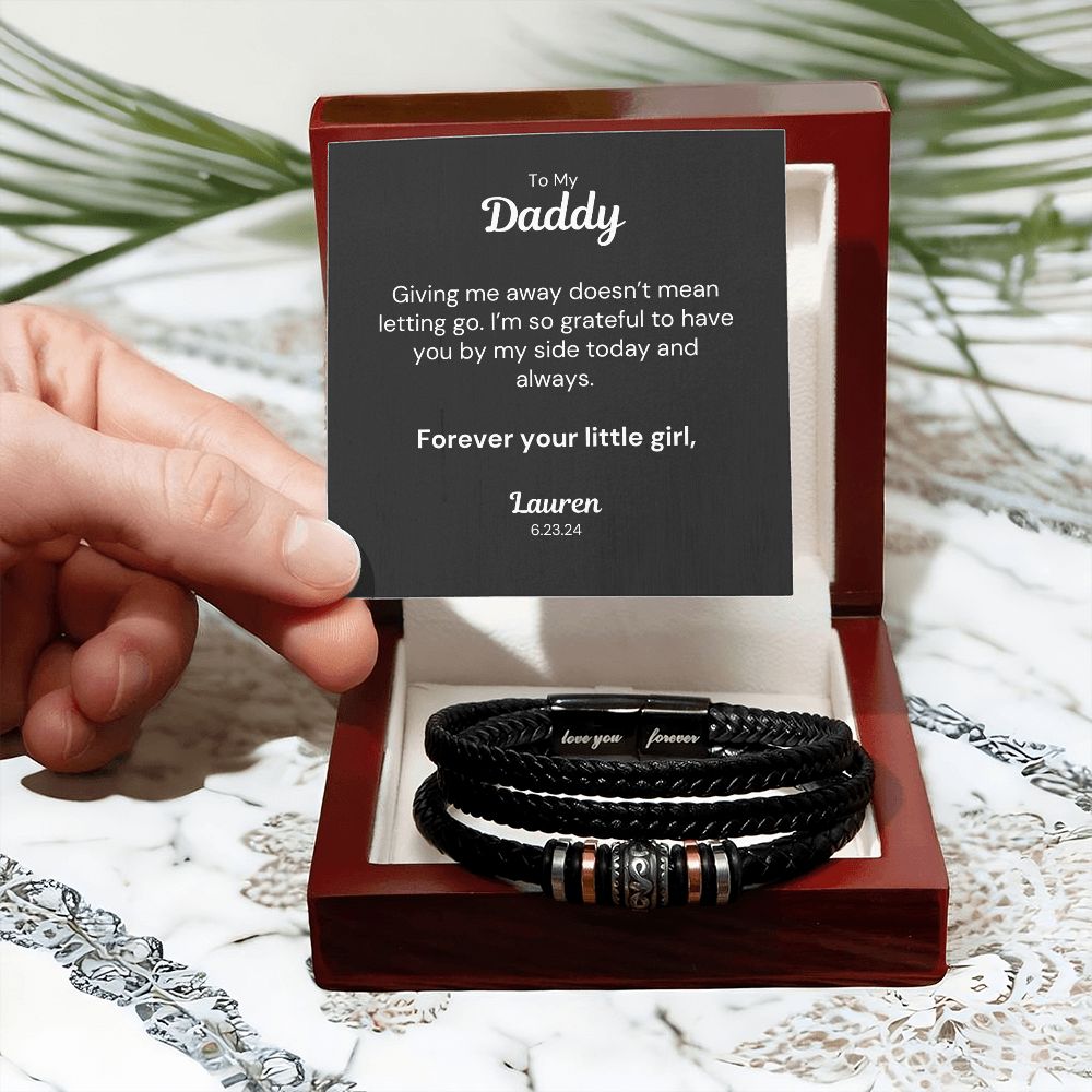 Father of the Bride Bracelet with Personalized Card