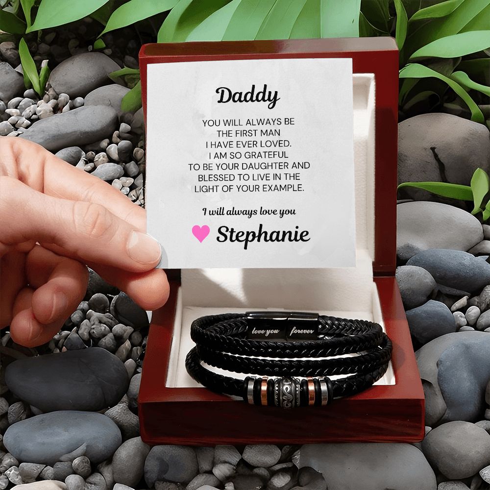 Father of the Bride Bracelet, Blessed Daughter With Personalized Card