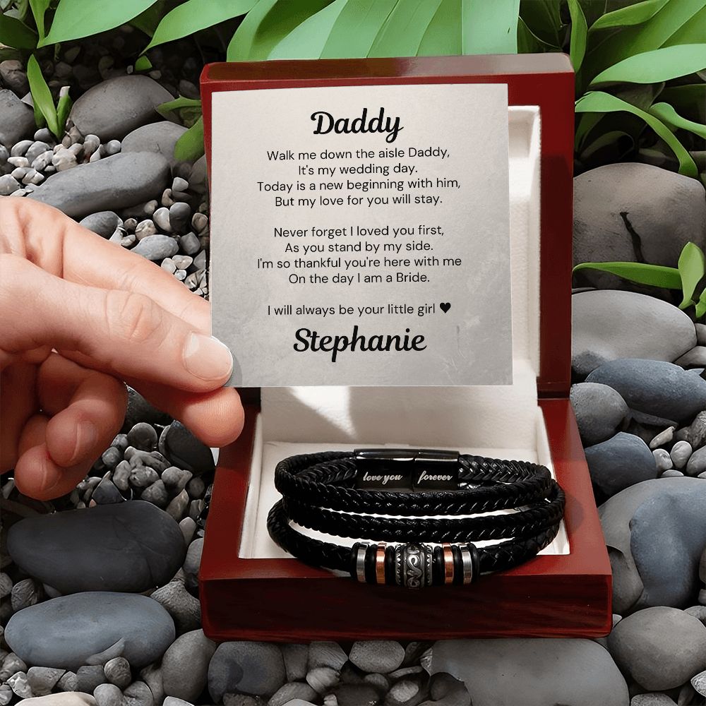Father of the Bride Personalized Bracelet on My Wedding Day With Personalized Card
