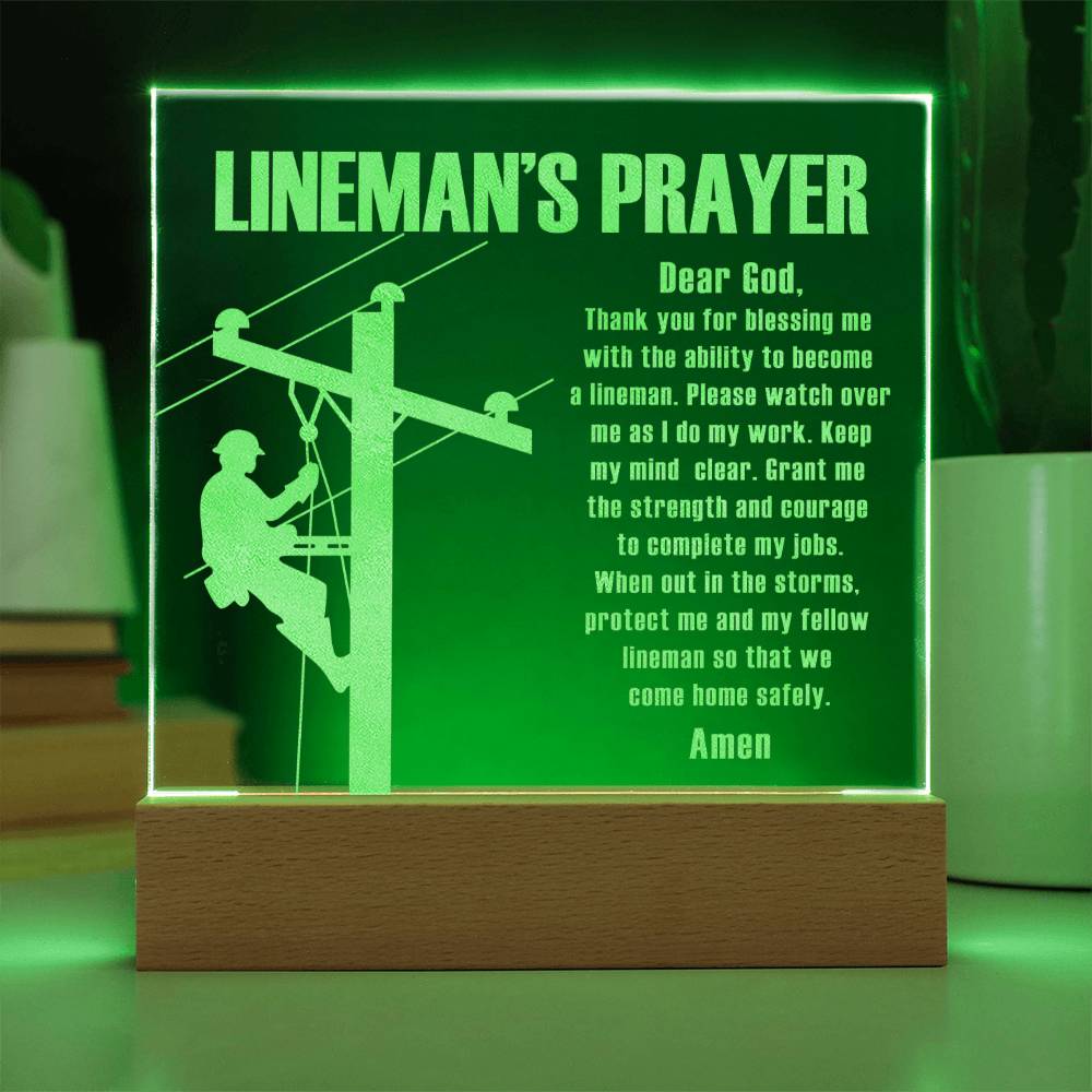 Lineman's Prayer Engraved Acrylic Plaque, Lineman Gift