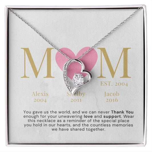 Personalized Mom Established Gift for Mother's Day, or Mom's Birthday: Necklace with Personalized Card