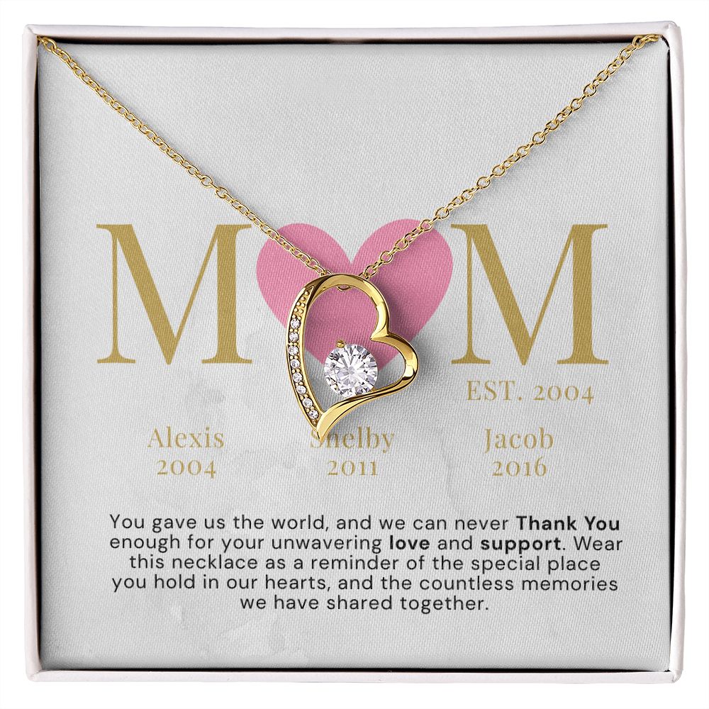 Personalized Mom Established Gift for Mother's Day, or Mom's Birthday: Necklace with Personalized Card