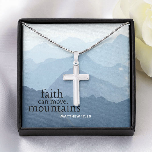 Faith Can Move Mountains Christian Cross Necklace