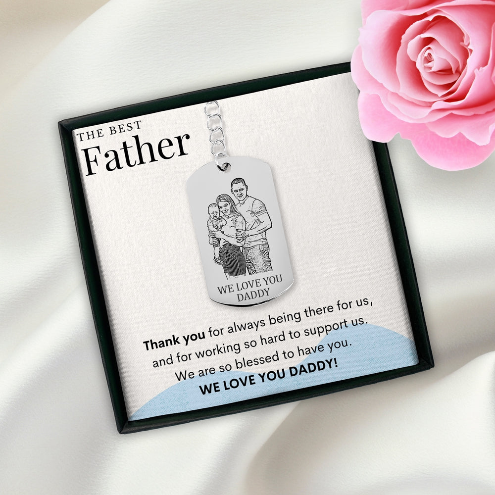 Family Portrait Tag Keychain for Dad