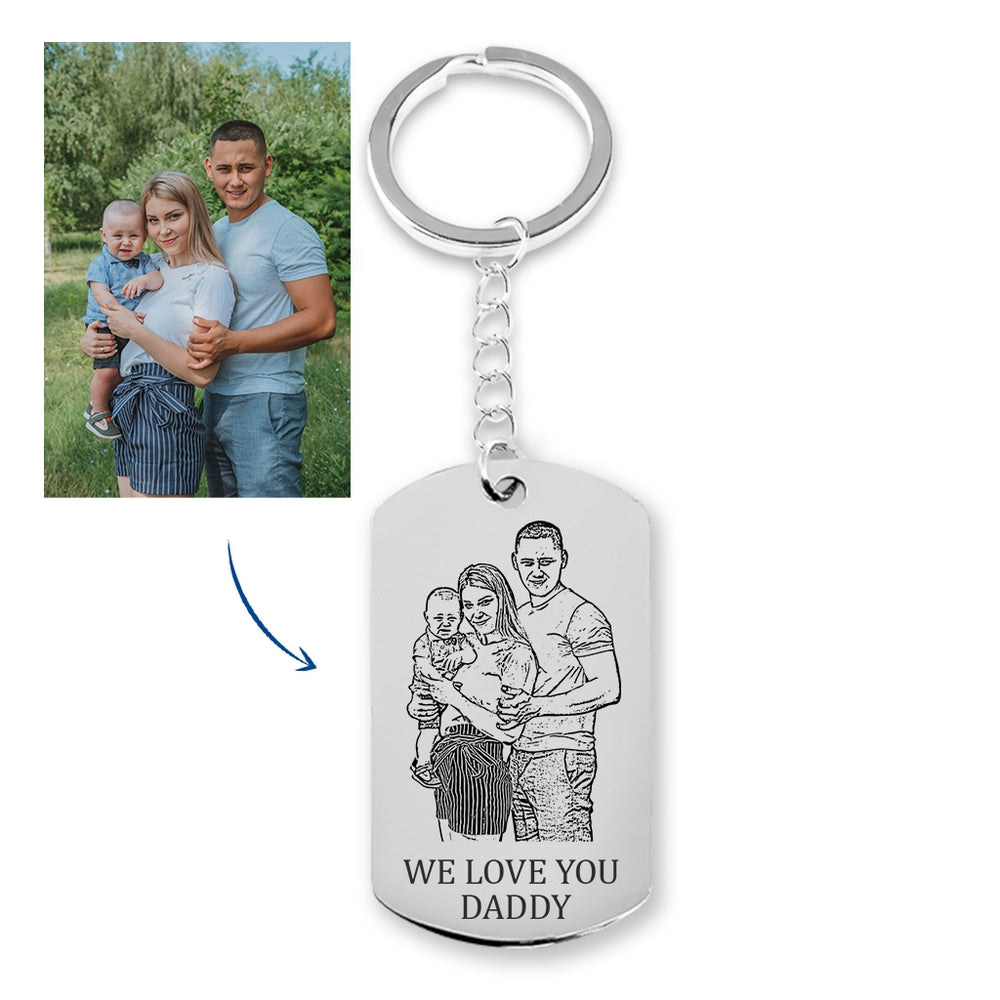 Family Portrait Tag Keychain for Dad
