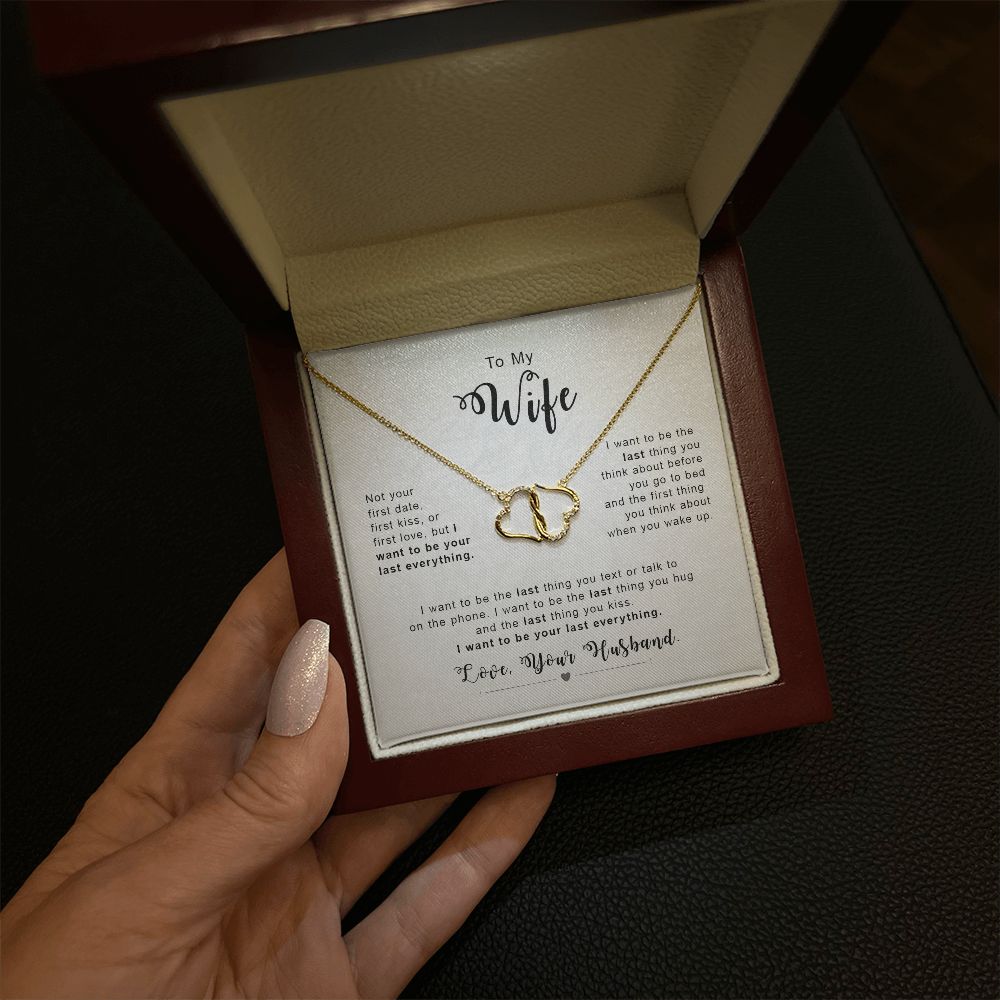 Gold Double Heart Necklace to My Wife - Gift for My Wife