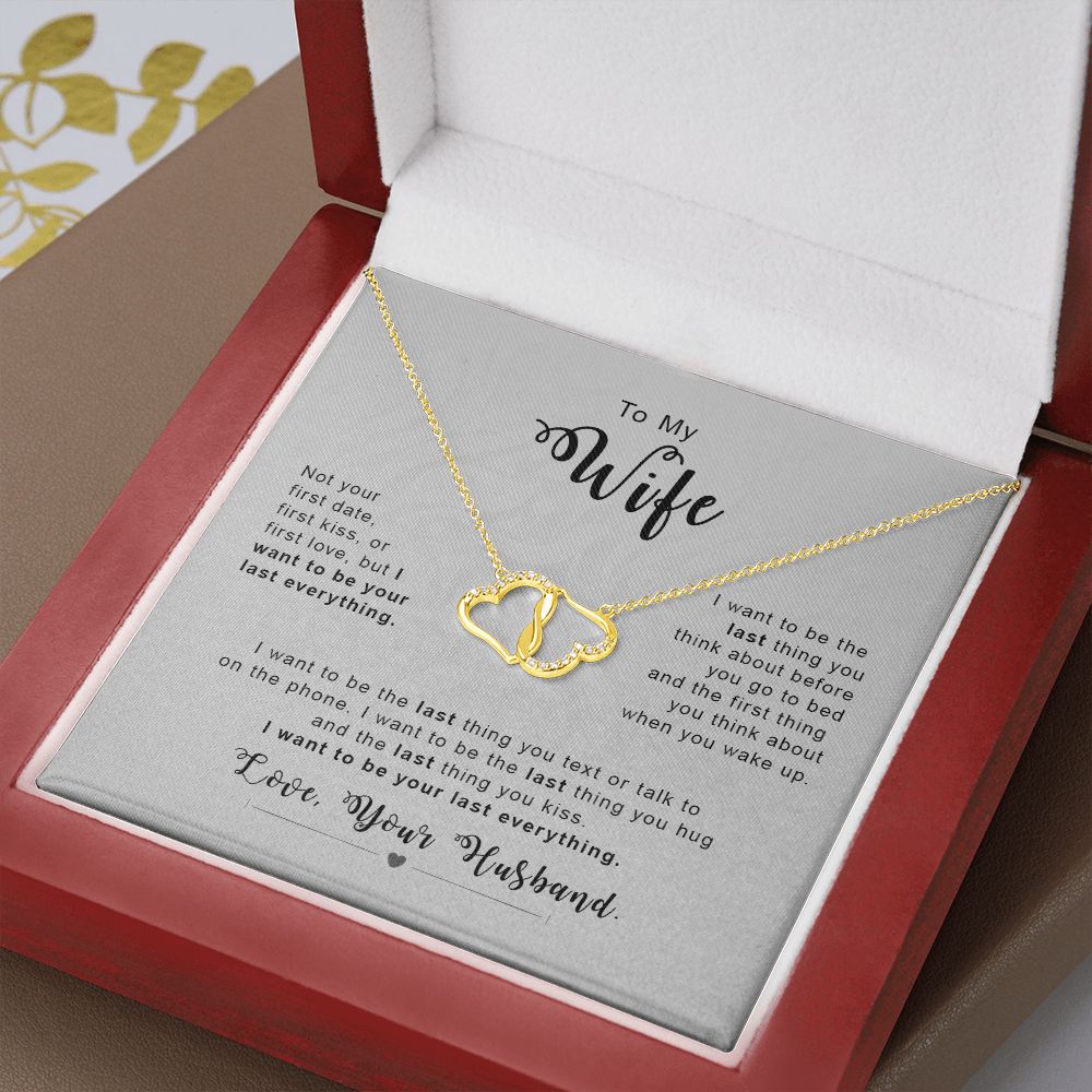 Gold Double Heart Necklace to My Wife - Gift for My Wife