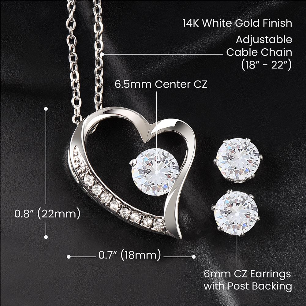 Valentine's Day Heart Necklace and Earring Set