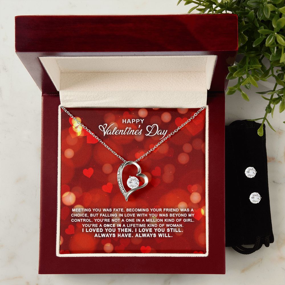 Valentine's Day Heart Necklace and Earring Set