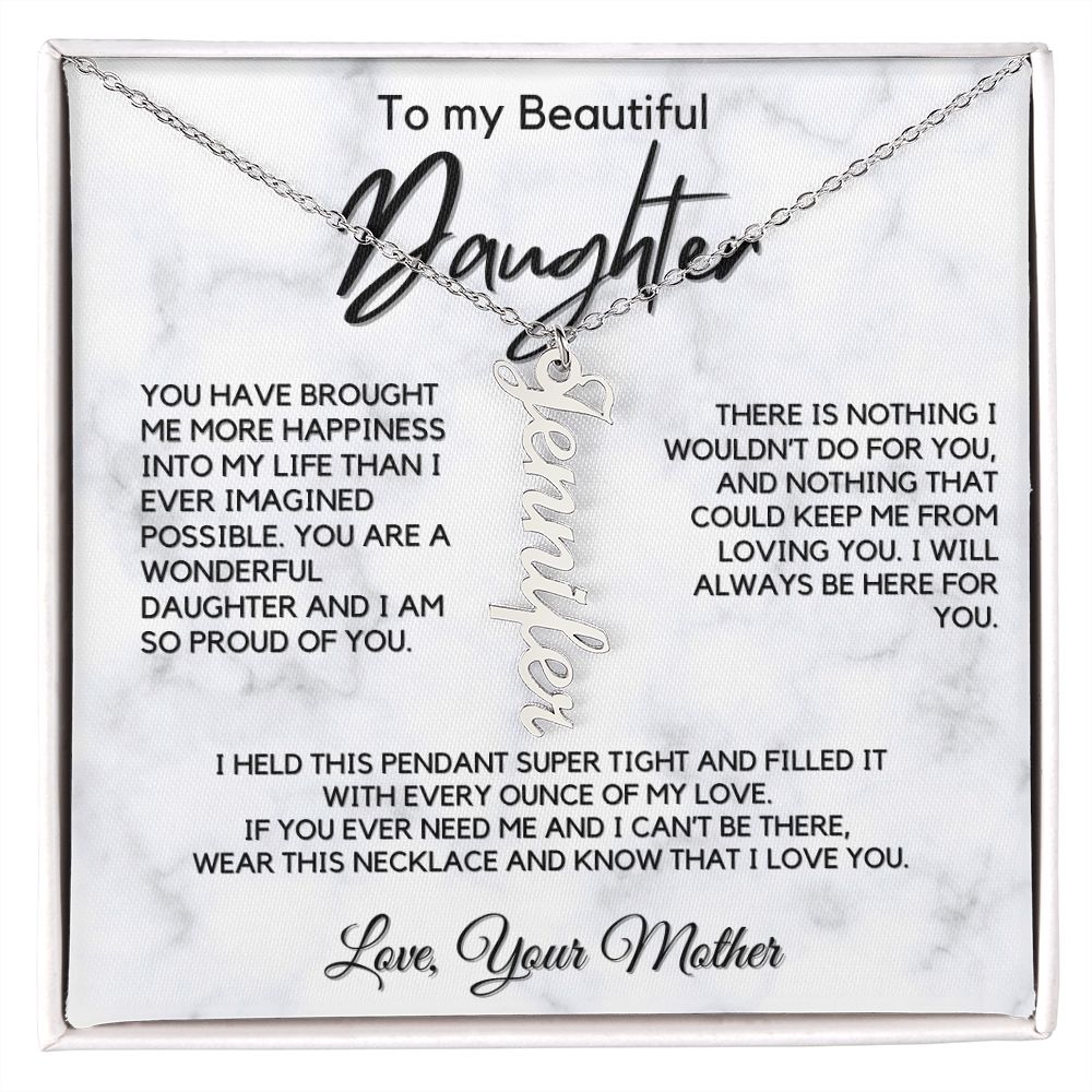 Daughter Gift: Vertical Name Necklace