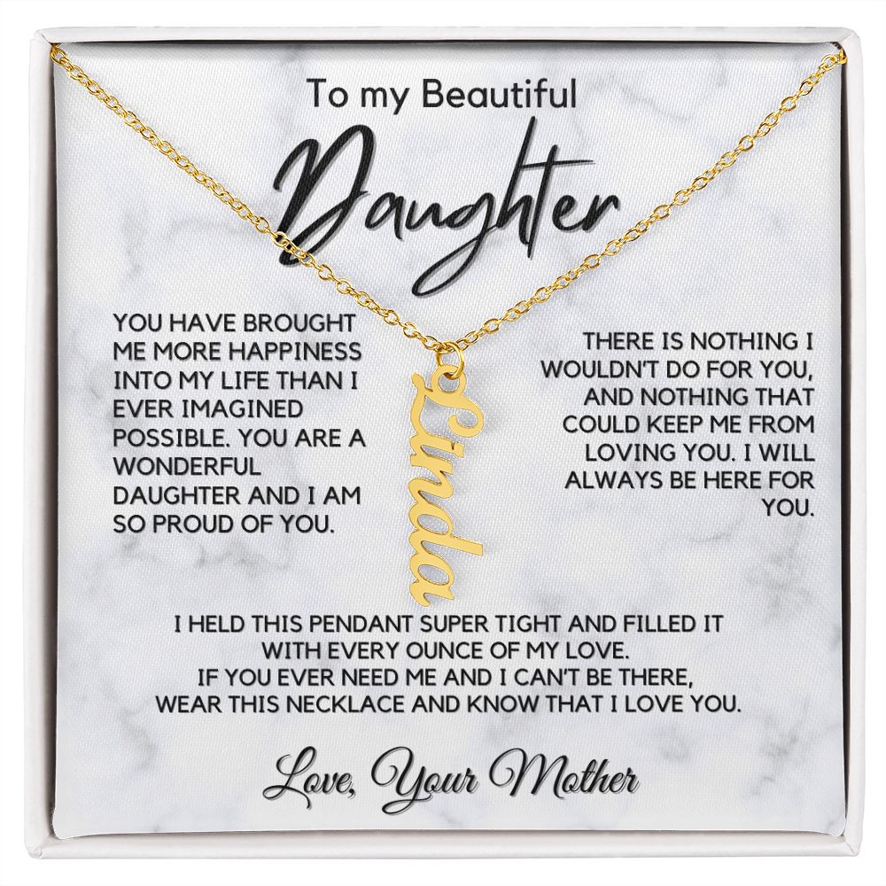 Daughter Gift: Vertical Name Necklace