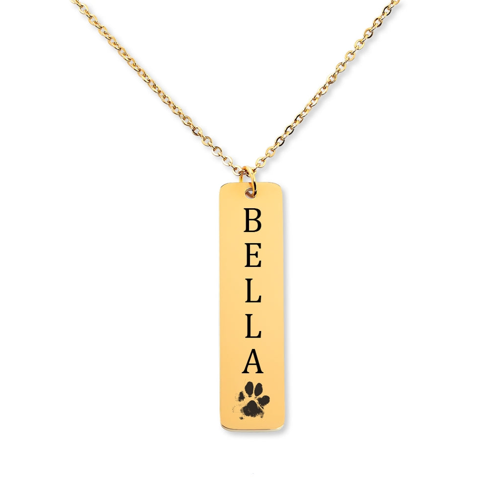Actual Pet Paw Print + Name Necklace